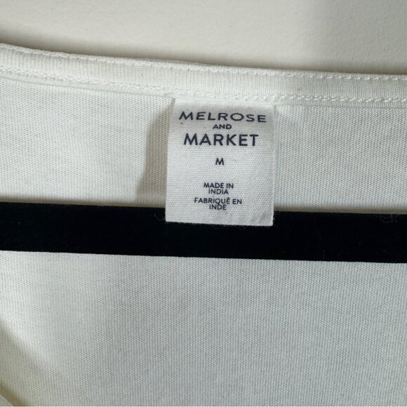 Melrose and Market Casual V-neck Short Sleeves Off White Midi Dress Size Medium - Picture 6 of 10